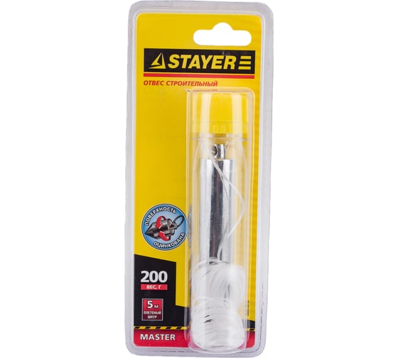 Изображение товара Строительный отвес со шнуром STAYER MASTER 200г 0635-20_z01