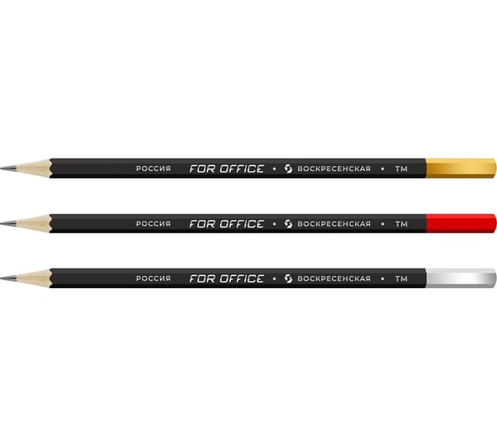 Изображение товара Графитовые заточенные карандаши Воскресенская карандашная фабрика For Office 72 шт, ТМ (HB), черные, матовые, с красным дипом 519336