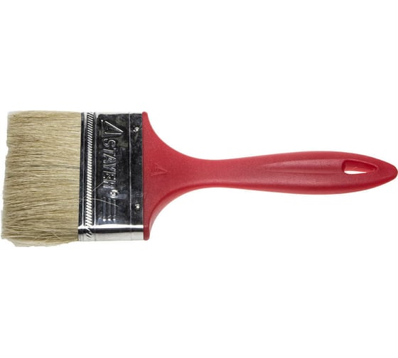 Изображение товара Плоская кисть STAYER UNIVERSAL-EURO светлая натуральная щетина, пластмассовая ручка, 100мм 0108-100