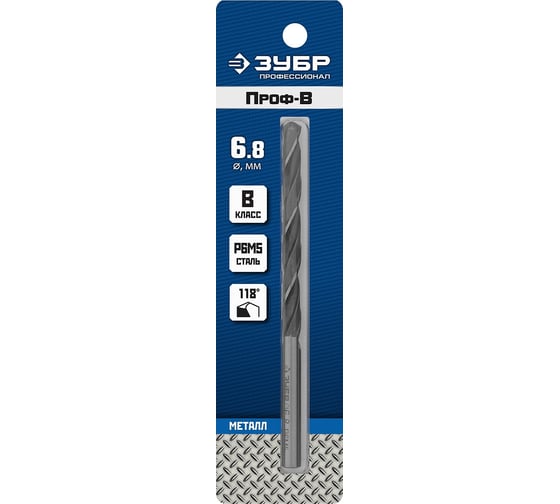 Изображение товара Сверло по металлу ЗУБР Профессионал сталь Р6М5, 6.8х109 мм 29621-6.8