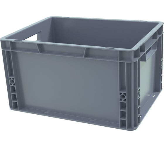 Изображение товара Ящик п/п Sembol Plastik 400x300x290 сплошной, гладкое дно, серый 25247