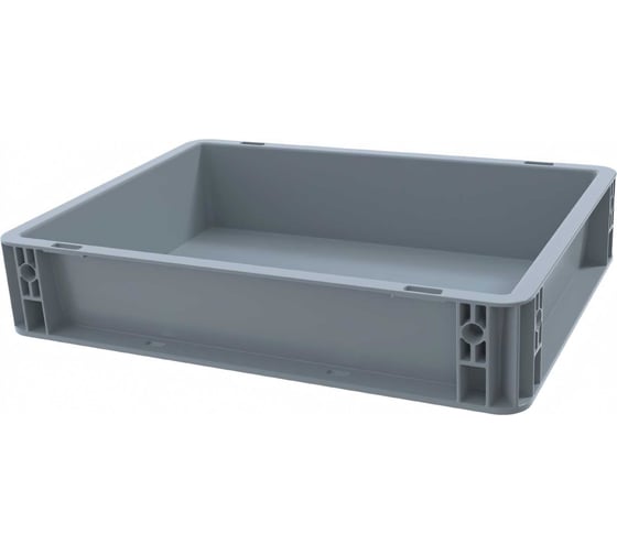 Изображение товара Ящик п/п Sembol Plastik 600x400x75 сплошной, усиленное дно, серый 25253