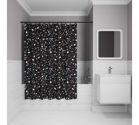 Изображение товара Штора для ванной IDDIS 200x180 см, Полиэстер, черный BT02P18i11
