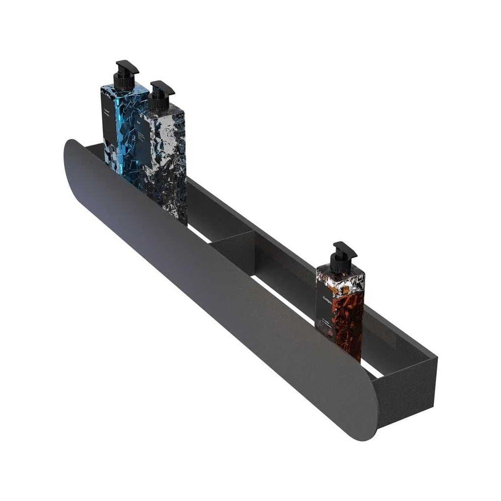 Изображение товара Черная металлическая настенная полка Граф Держалкин Round mono 70x9.2x9 в стиле лофт