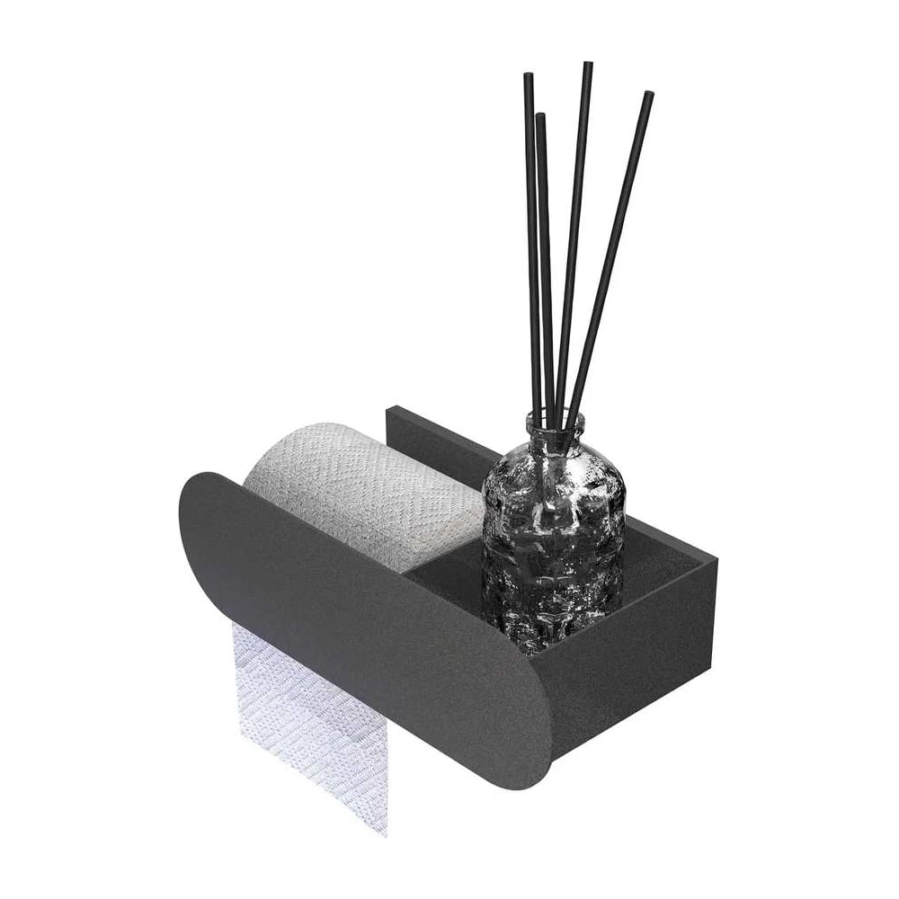 Изображение товара Держатель для туалетной бумаги Граф Держалкин Round duetto 26x13x8 черный металл настенный