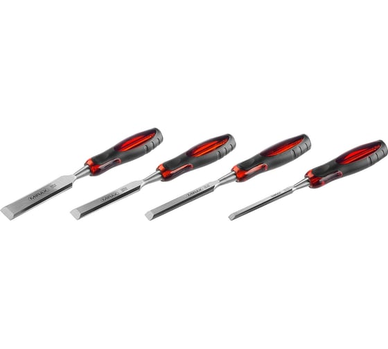 Изображение товара Набор стамесок с двухкомпонентной прозрачной рукояткой в блистере MIRAX 4шт 1810-H4