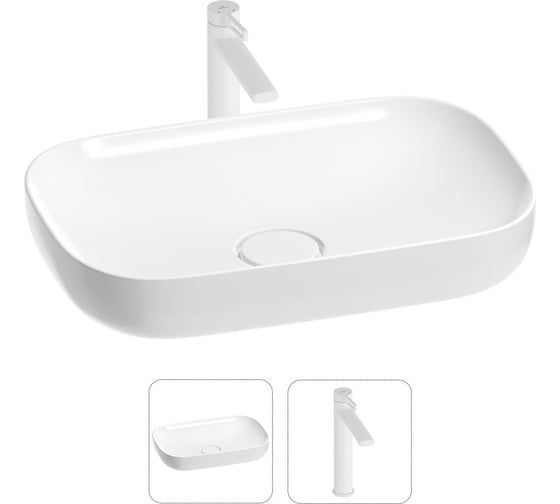 Изображение товара Раковина для ванной Wellsee Croquis в наборе 2 в 1 201000580