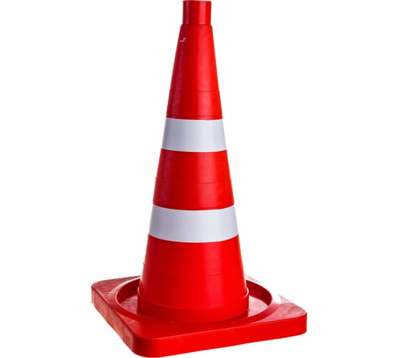 Изображение товара Сигнальный конус 510мм, Оранжевый, с 2-мя белыми полосами, квадратное основание Протэкт КС-2.4-П