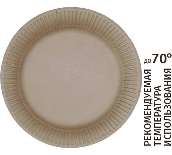 Изображение товара Одноразовая тарелка ООО Комус бумажная, 18 см, крафт 225 грм2, 500 шт. 1809957