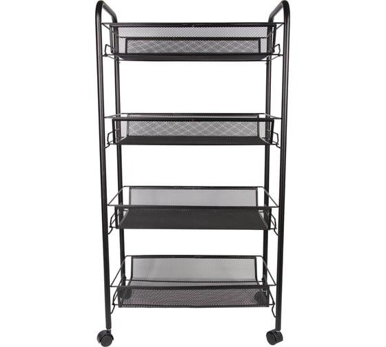 Изображение товара Офисно-бытовая этажерка-тележка 4 яруса, на колесах, металл, черная, 43,5х26х83,5 см BRABIX 603753