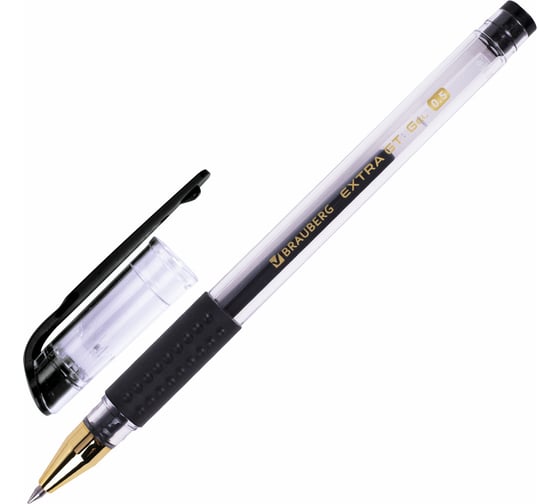 Изображение товара Гелевая ручка BRAUBERG с грипом Extra Gt Gld, Черная, стандартный узел 0,5 мм, линия 0,35 мм 143919