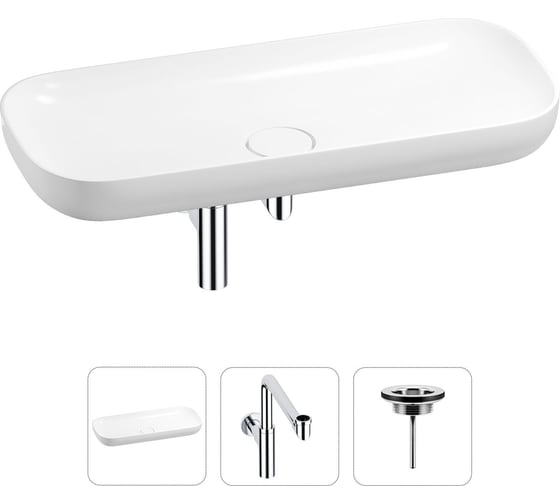 Изображение товара Раковина для ванной Wellsee Croquis в наборе 3 в 1 201001046