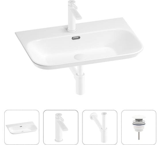 Изображение товара Раковина для ванной Wellsee Eclatant 2.0 в наборе 4 в 1 201003760