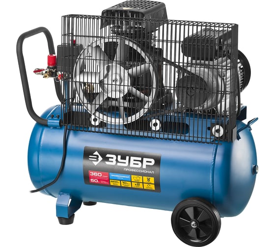 Изображение товара Воздушный поршневой масляный компрессор Зубр ПРОФЕССИОНАЛ 360 л/мин, 50 л, 2200 Вт, ЗКПМ-360-50-Р-2.2