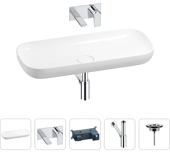 Изображение товара Раковина для ванной Wellsee Croquis в наборе 4 в 1 201001986