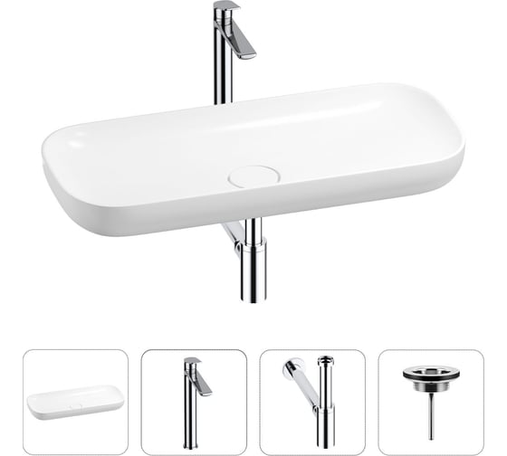 Изображение товара Раковина для ванной Wellsee Croquis в наборе 4 в 1 201001976