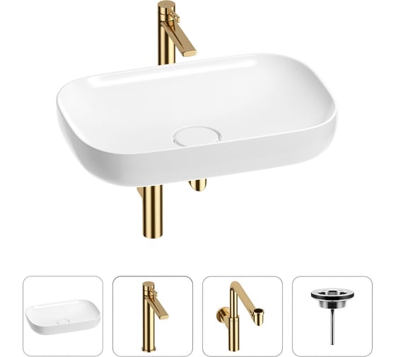 Изображение товара Раковина для ванной Wellsee Croquis в наборе 4 в 1 201001963