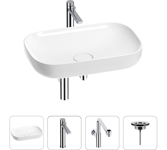 Изображение товара Раковина для ванной Wellsee Croquis в наборе 4 в 1 201001961