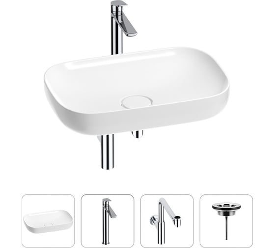 Изображение товара Раковина для ванной Wellsee Croquis в наборе 4 в 1 201001956