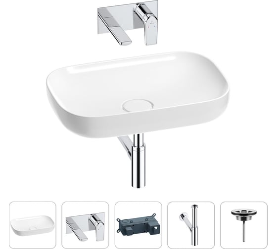 Изображение товара Раковина для ванной Wellsee Croquis в наборе 4 в 1 201001946