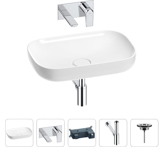 Изображение товара Раковина для ванной Wellsee Croquis в наборе 4 в 1 201001886