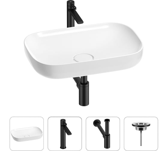 Изображение товара Раковина для ванной Wellsee Croquis в наборе 4 в 1 201001882