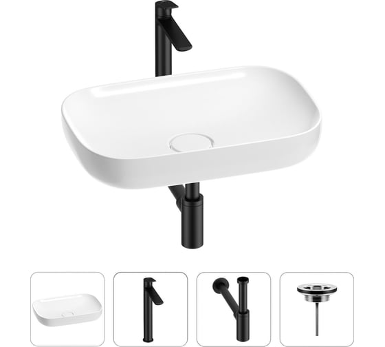 Изображение товара Раковина для ванной Wellsee Croquis в наборе 4 в 1 201001877