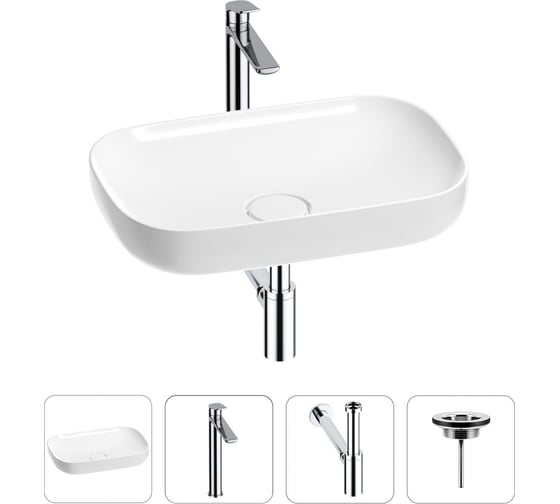 Изображение товара Раковина для ванной Wellsee Croquis в наборе 4 в 1 201001876