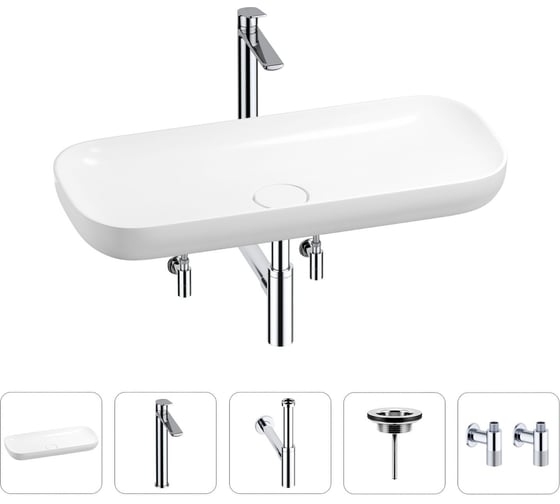 Изображение товара Раковина для ванной Wellsee Croquis в наборе 5 в 1 201004031