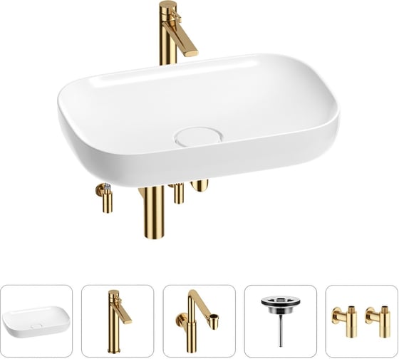 Изображение товара Раковина для ванной Wellsee Croquis в наборе 5 в 1 201003998