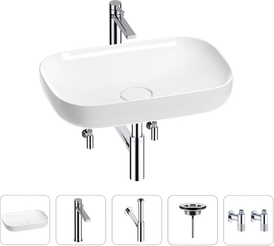 Изображение товара Раковина для ванной Wellsee Croquis в наборе 5 в 1 201003986