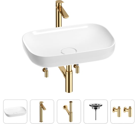 Изображение товара Раковина для ванной Wellsee Croquis в наборе 5 в 1 201003983