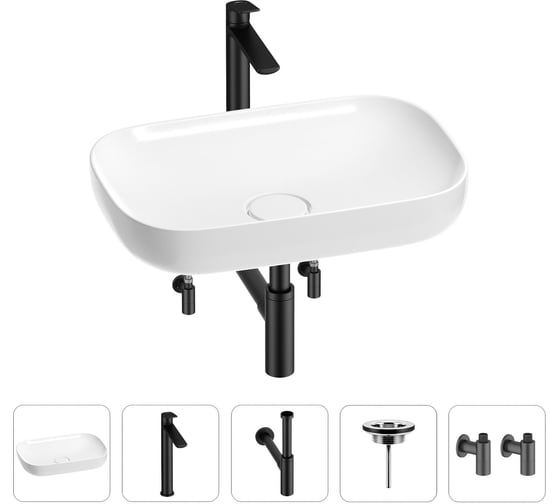 Изображение товара Раковина для ванной Wellsee Croquis в наборе 5 в 1 201003982