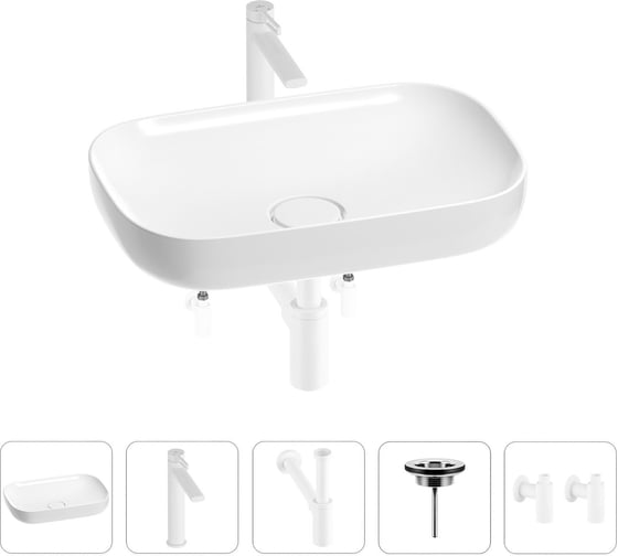 Изображение товара Раковина для ванной Wellsee Croquis в наборе 5 в 1 201003960