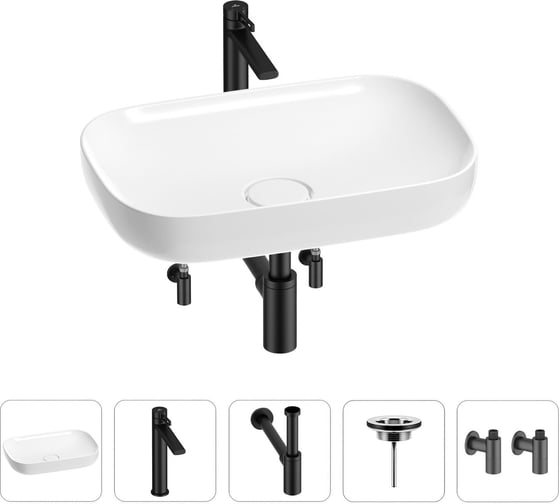 Изображение товара Раковина для ванной Wellsee Croquis в наборе 5 в 1 201003957