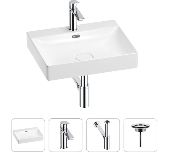 Изображение товара Раковина для ванной Wellsee DeSire в наборе 4 в 1 201003801