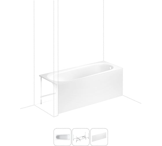 Изображение товара Акриловая ванна 160х70 с каркасом и экраном Lavinia Boho Biore в наборе 3 в 1 S2-35010060