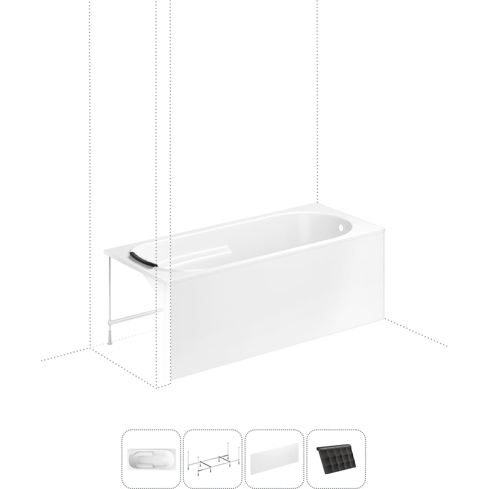 Изображение товара Акриловая ванна Lavinia Boho Bristol 150х75 с каркасом и шторкой