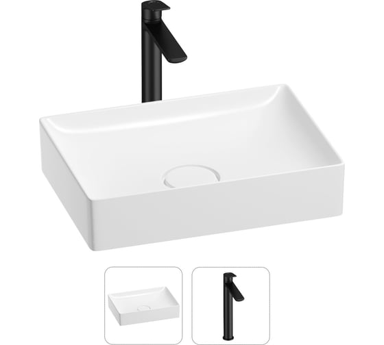 Изображение товара Раковина для ванной Wellsee Pure BY201000717 в наборе 2 в 1 201000717