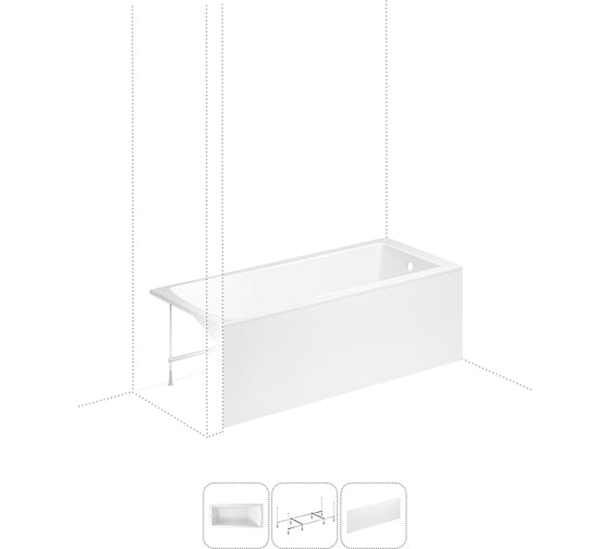 Изображение товара Акриловая ванна 150х70 с каркасом и экраном Lavinia Boho One в наборе 3 в 1 S2-37010050