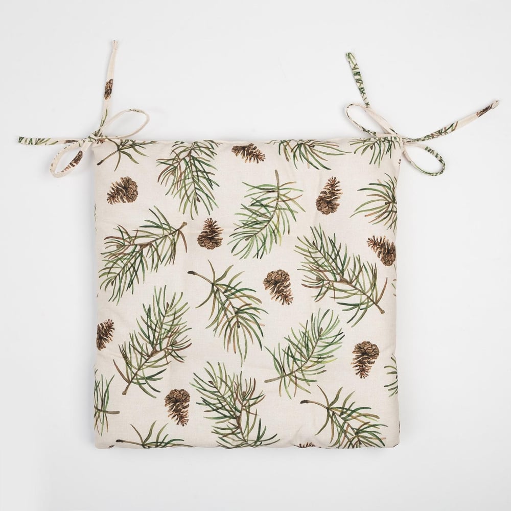 Изображение товара Сидушка на стул Этель Christmas tree 42x42 см из хлопка с креплением на завязках