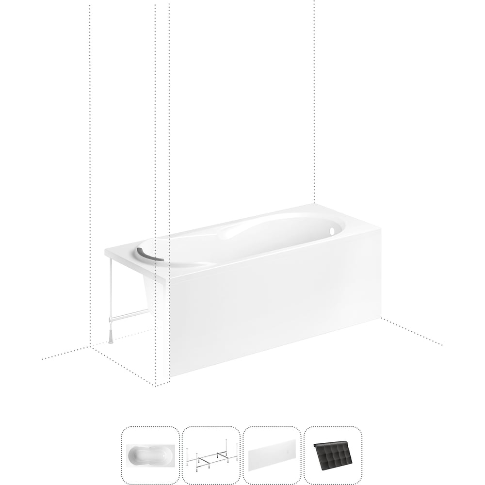 Акриловая ванна 160х70 Lavinia Boho Easter Pro в наборе 4 в 1 S2-3706006P