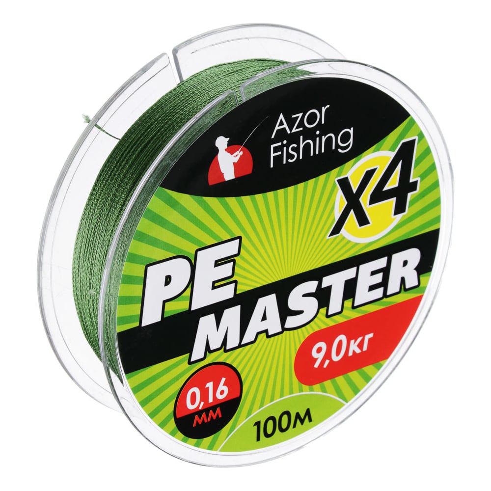 Изображение товара Плетеная леска AZOR FISHING PE Мастер, 100м, 0.16мм, 9кг, зеленая 144-060