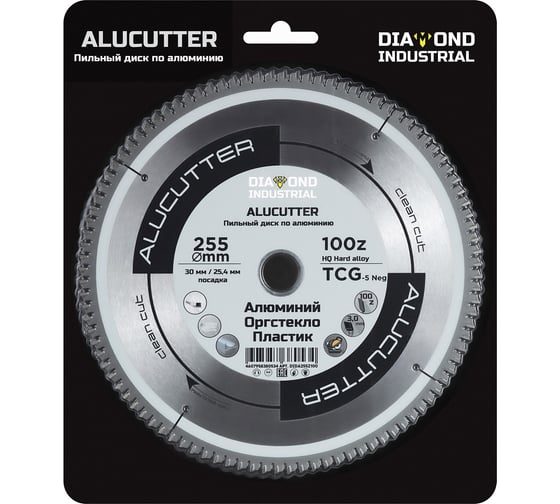 Изображение товара Диск пильный по алюминию, пластику Alucutter 255x30/25.4 мм, Z=100 TCG Diamond Industrial DIDA255Z100