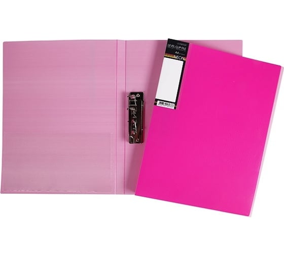Изображение товара Пластиковая папка Hatber HD А4 с металлическим прижимом корешок 17 мм DIAMOND NEON 700 мкм Розовая, 30шт. 035341