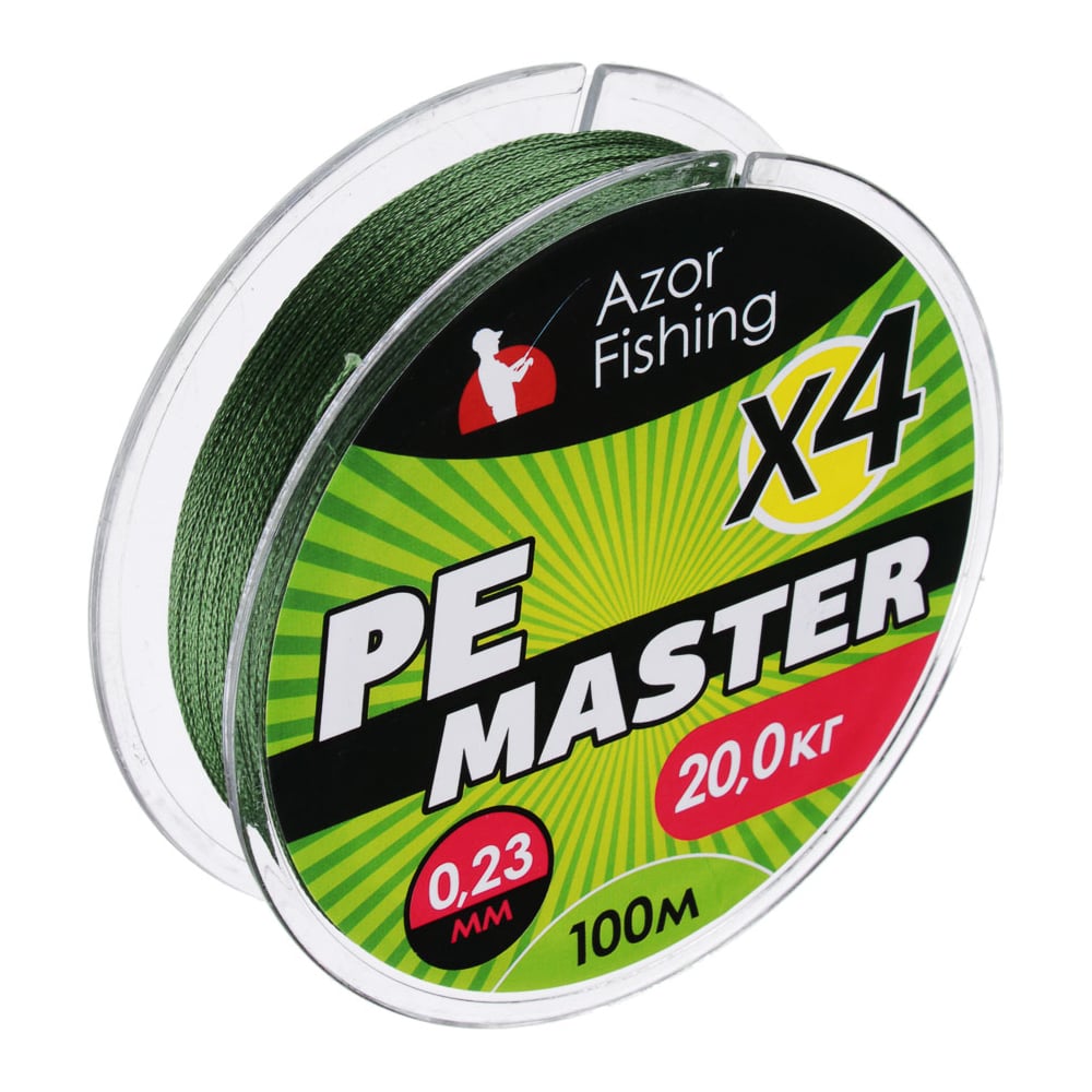 Изображение товара Плетеная леска AZOR FISHING PE Мастер 100м 0.23мм зеленая рыболовная снасть