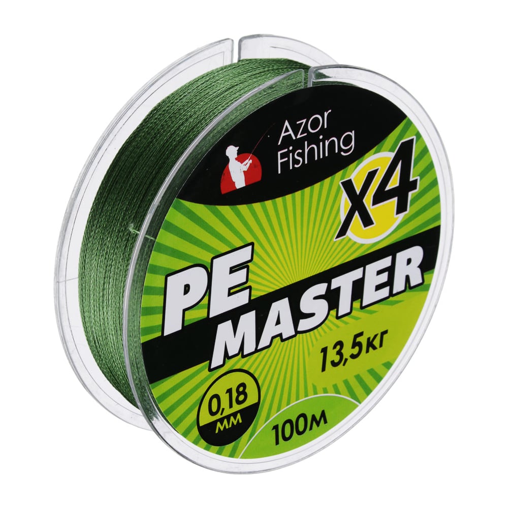 Изображение товара Плетеная леска FISHING PE Мастер, 100м, 0.18мм, 13.5кг, зеленая 144-023