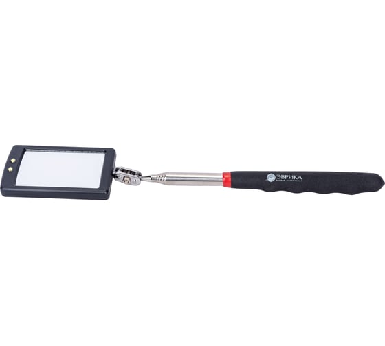 Изображение товара Телескопическое прямоугольное зеркало с подсветкой, с мягкой ручкой, длина 87,5см ЭВРИКА ER-53036