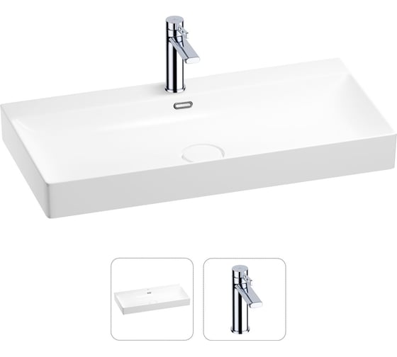 Изображение товара Раковина для ванной Wellsee Bromance в наборе 2 в 1 201000971