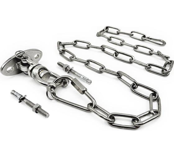 Изображение товара Премиум-подвес с подшипником с вращением 360 гр. и цепью из нержавеющей стали , с креплением в бетон KREPFIELD kf010bc, 1.5 метра KF010BC-1.5